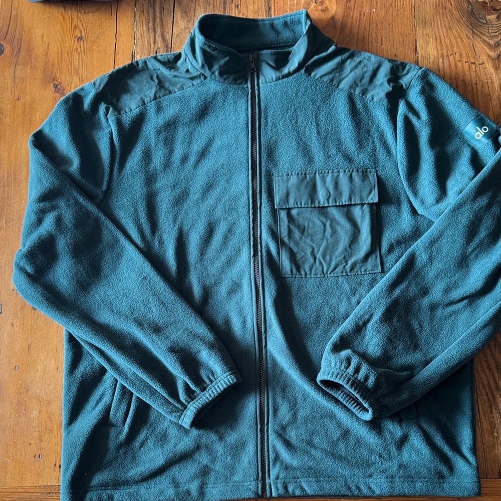 Alo Dark Green/Teal Fleece Jacket- new, no tags. Limited edition.